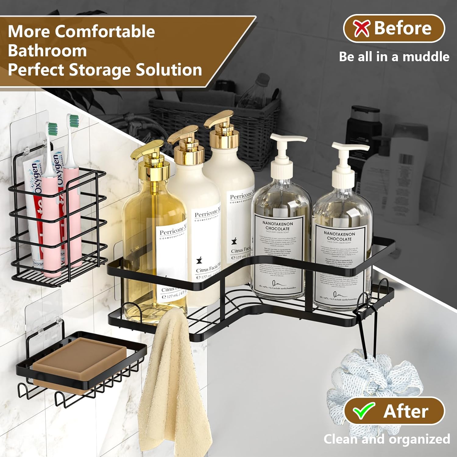 Set Of 5 Mesh Shower Shelves, Multipurpose Wall Storage Racks, Stainless Steel Bathroom Corner Baskets, Shower Basket for Hanging, Shampoo, Shower Gel, Soap Holder Set Of 5 Mesh Shower Shelves, Multipurpose Wall Storage Racks, Stainless Steel Bathroom Corner Baskets, Shower Basket for Hanging, Shampoo, Shower Gel, Soap Holder